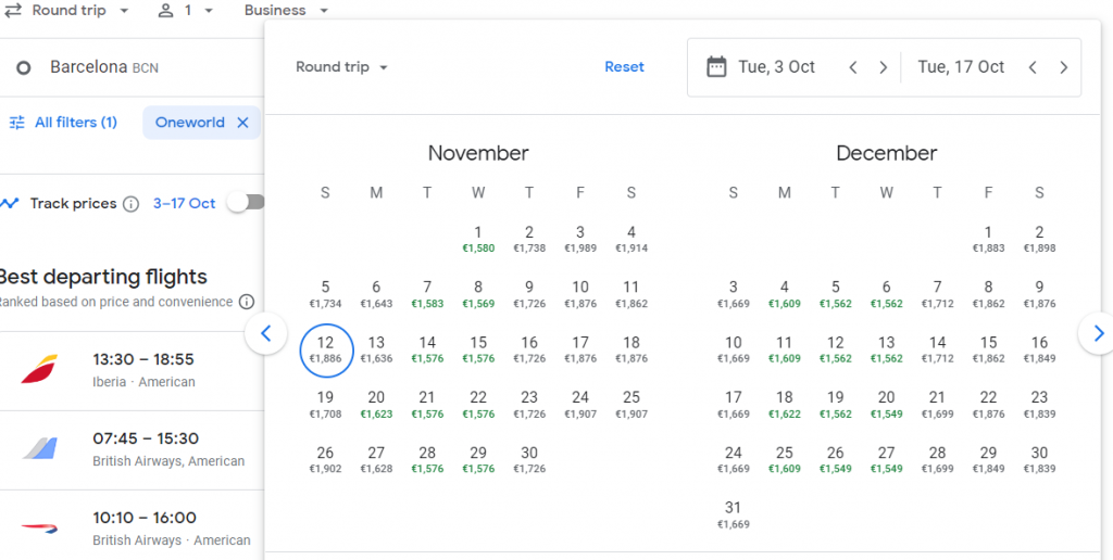 Business Class deal from Spain to USA