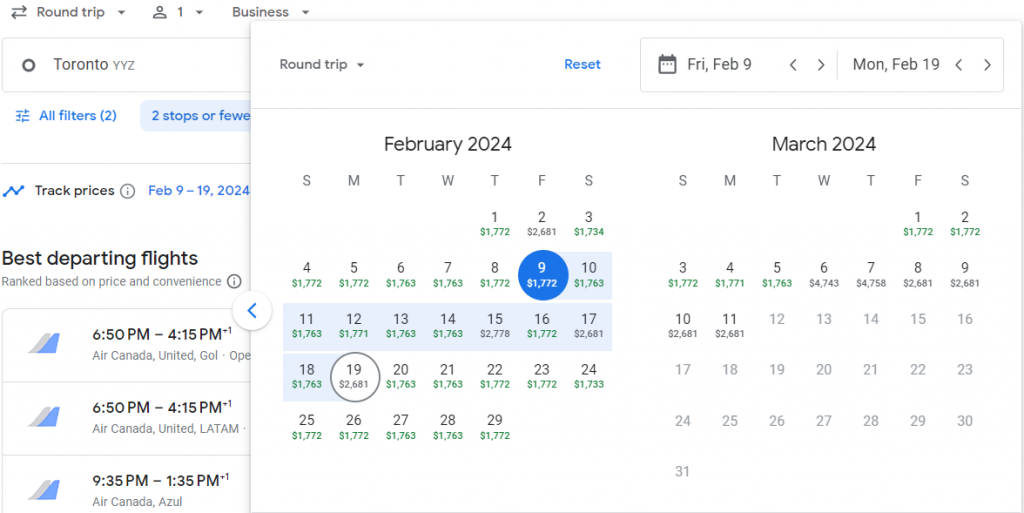 Business Class deal from Toronto to Rio