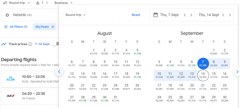 Business Class to Dubai from Europe