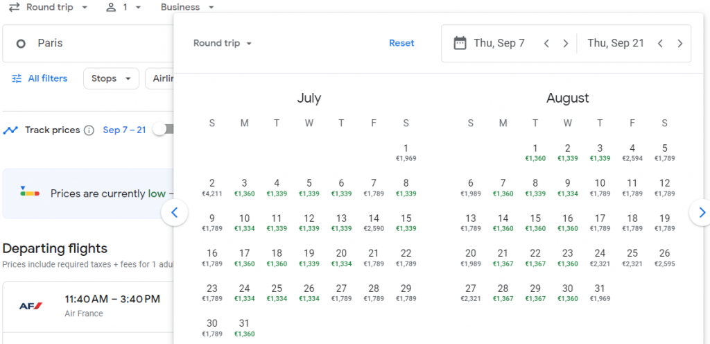 Business Class from Paris to French Guiana