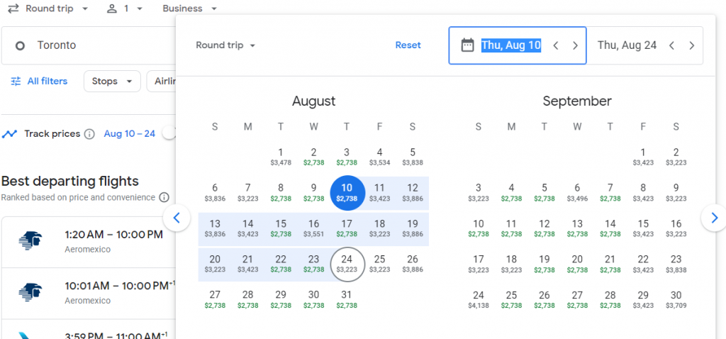 Business Class from Canada to Argentina