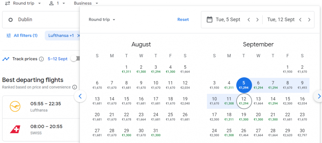 Business Class from Europe to Dubai