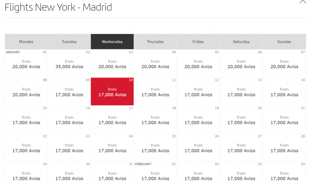 Business Class Award from USA to Europe