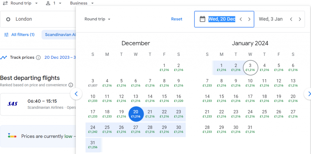 Round Trip Business Class from England to East Coast