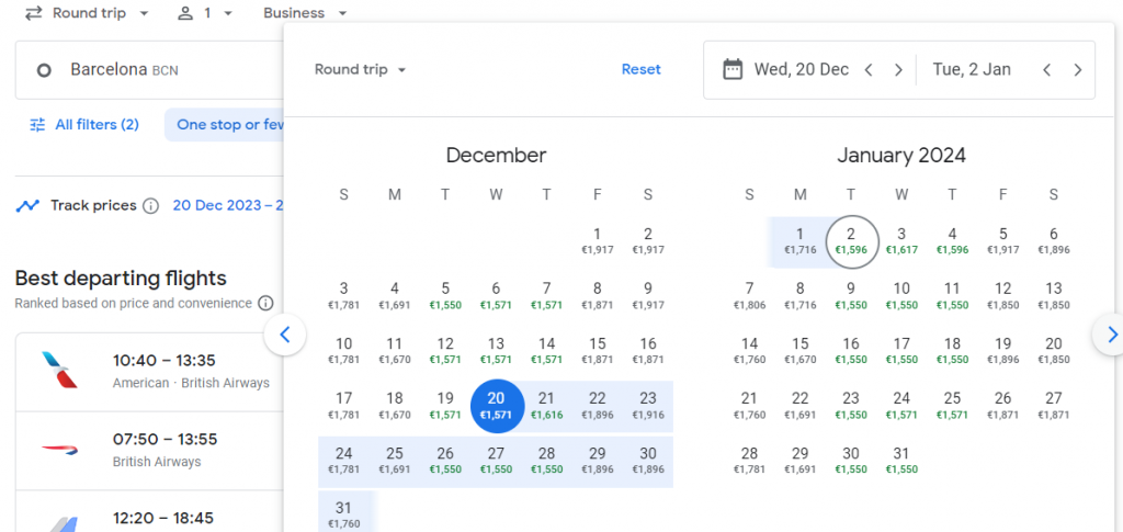 Business Class from Spain/Ireland to North America