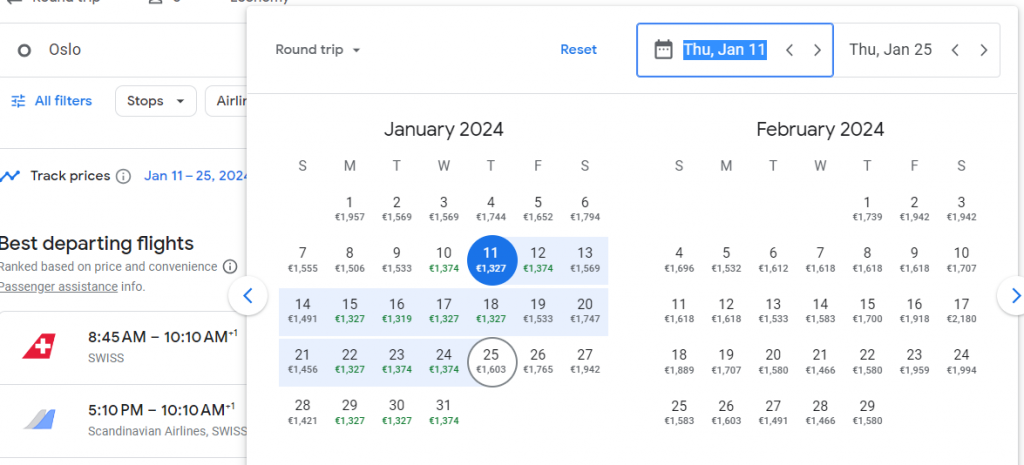 Business Class from Norway to South Africa