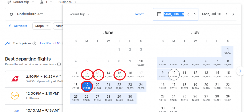 Business Class from Sweden to Thailand