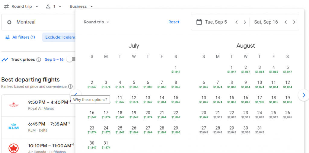 Business Class from Canada to Europe