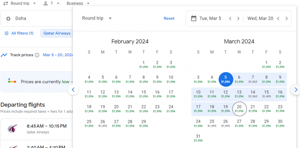 Business Class from Doha to Philippines