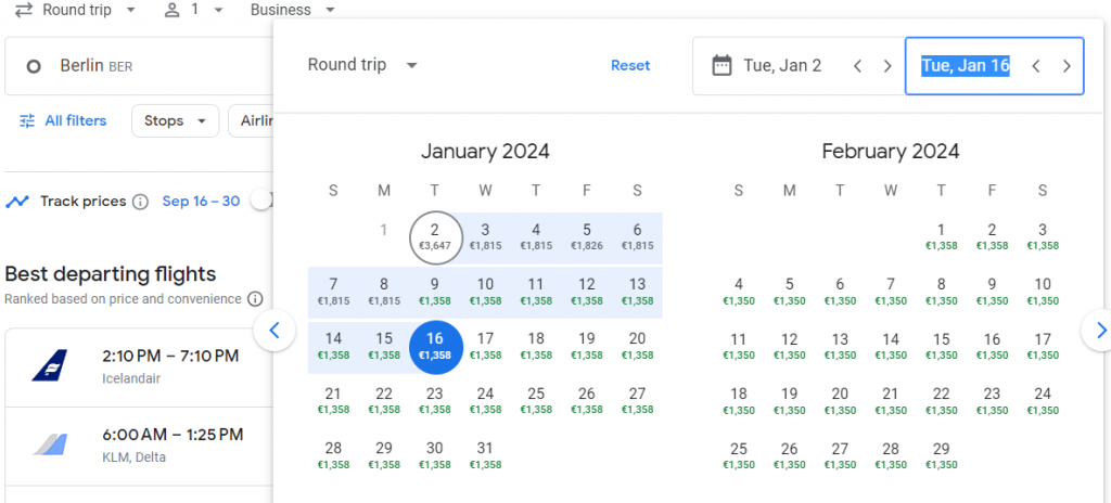 Business Class from Germany to USA