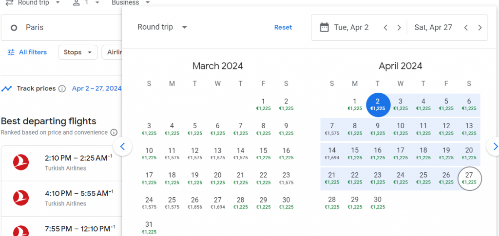 Business Class from Paris to Dubai