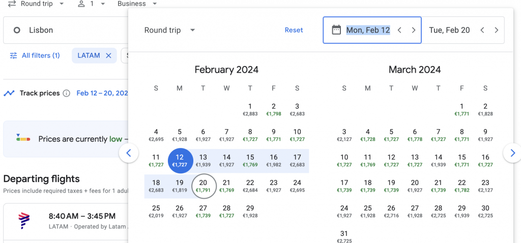 Direct Business Class from Portugal to Brazil