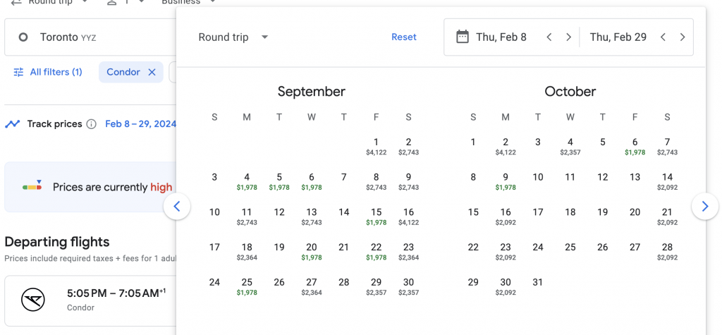 Business Class Nonstop from Toronto to Frankfurt