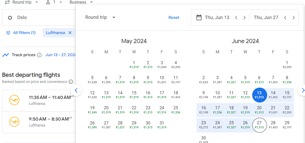 Business Class from Norway to China