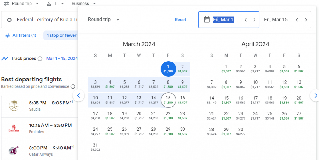 Business Class from Malaysia to South Africa