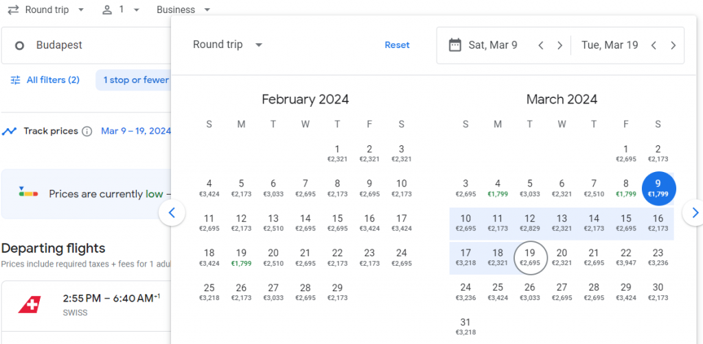 Business Class from Hungary to Brazil