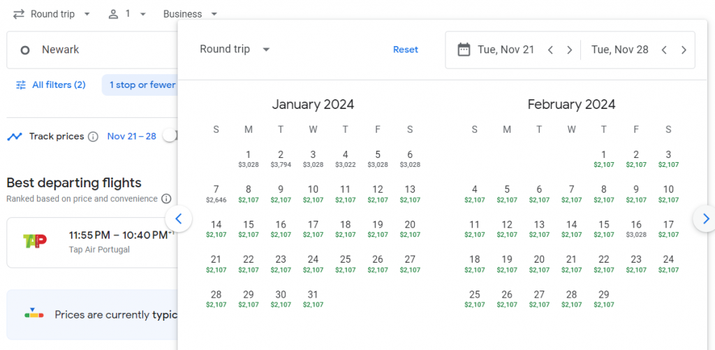 Business Class from New York to Germany