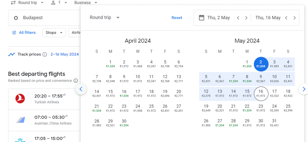 Business Class from Hungary to Taiwan