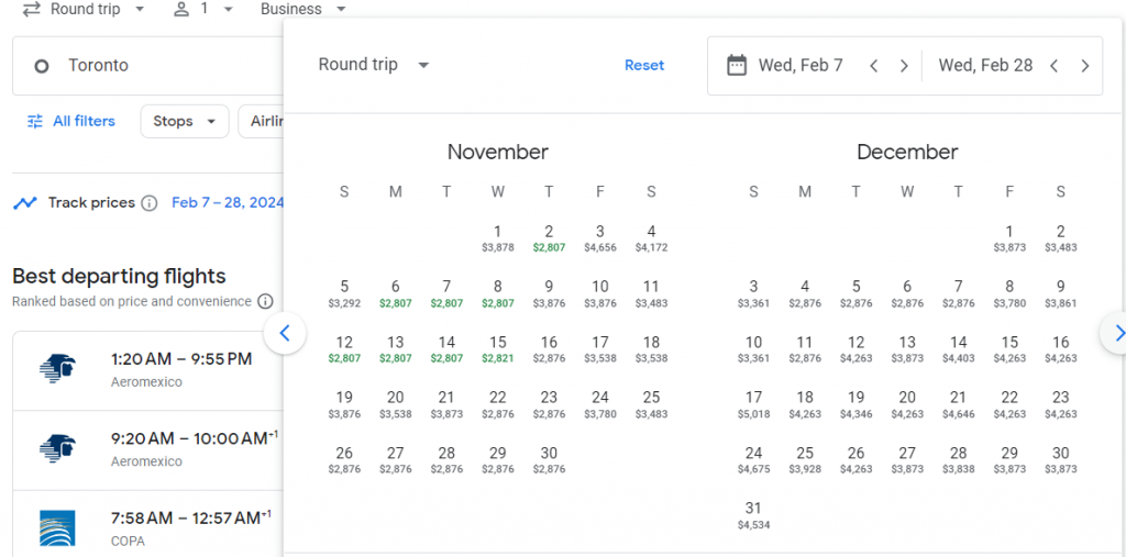 Business Class from Canada to Argentina