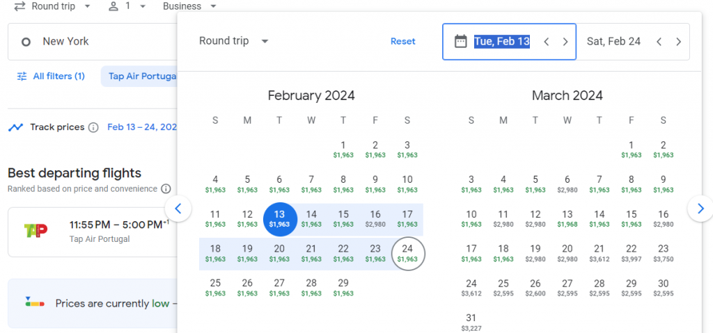 Business Class from New York to Amsterdam