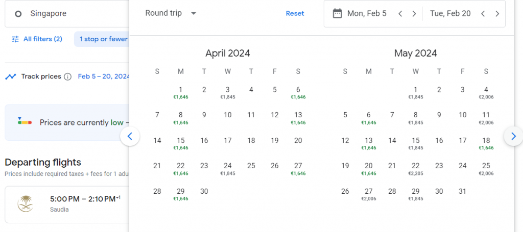 Business Class from Singapore to Austria