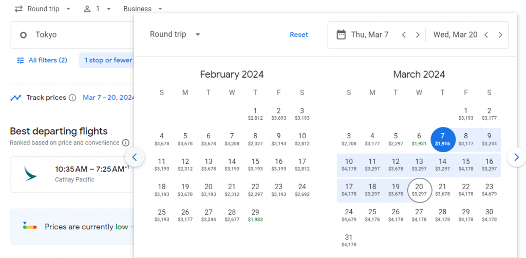 5* Business Class from Tokyo to Sydney