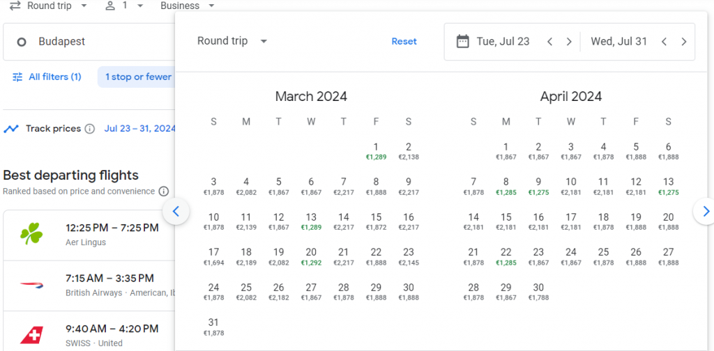 Business Class from Hungary to Washington D.C.