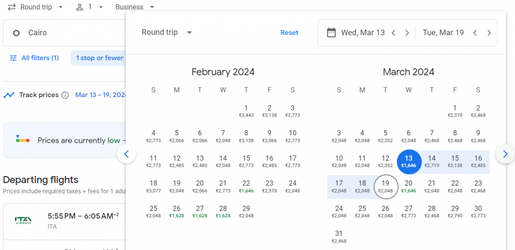 Business Class from Egypt to Brazil