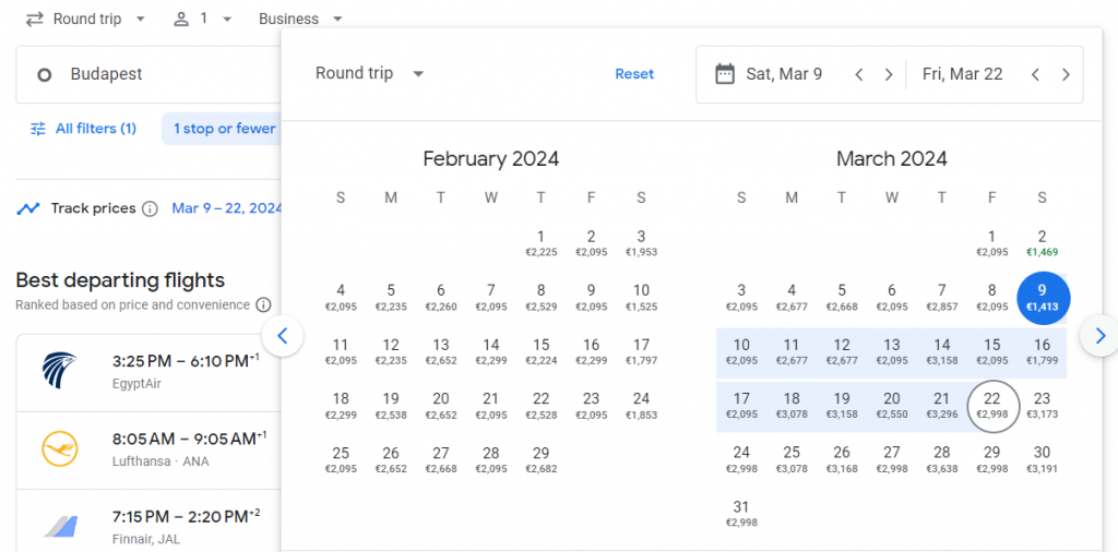 Business Class from Hungary to Tokyo