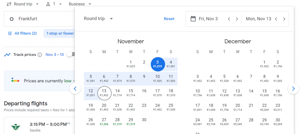 Business Class from Germany to India