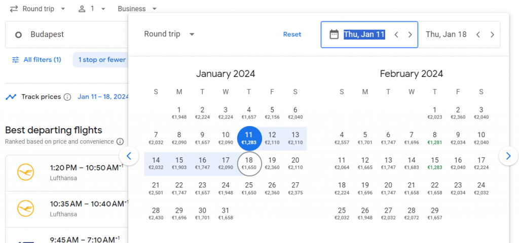 Business Class from Hungary to South Korea