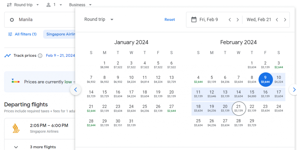 Business Class from the Philippines to California