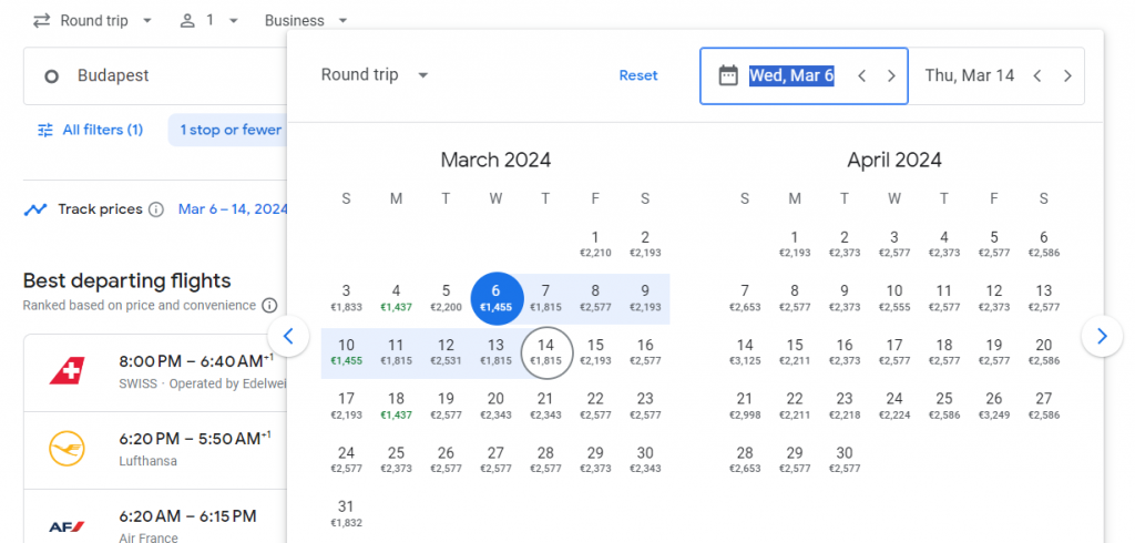 Business Class from Hungary to Brazil