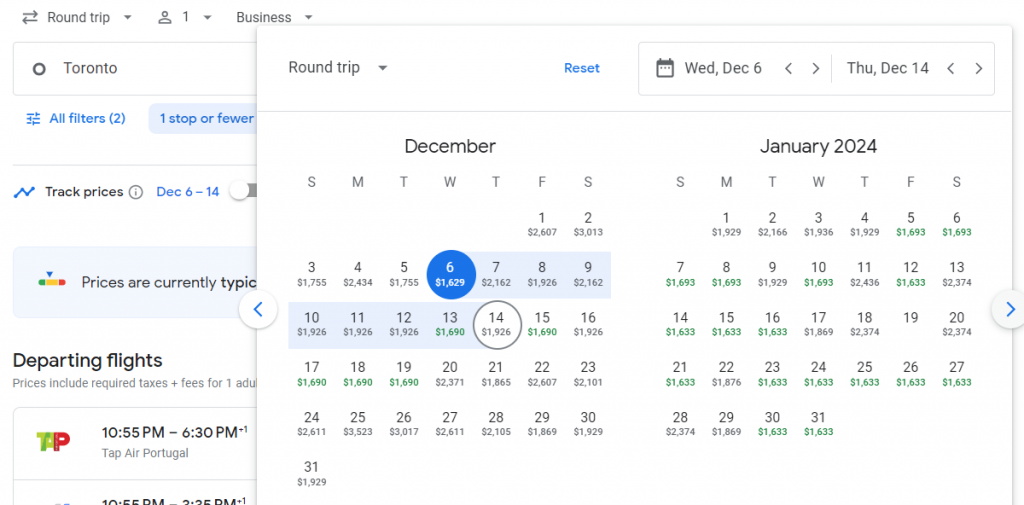 Business Class from Toronto to the Azores