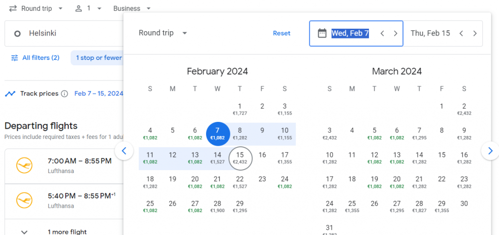 Business Class from Finland to Kuwait