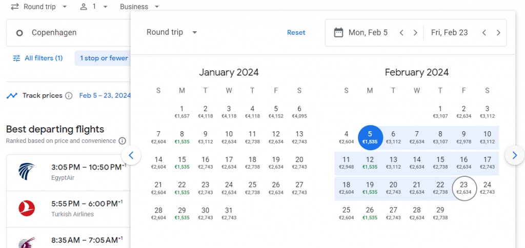 Business Class from Denmark to Indonesia