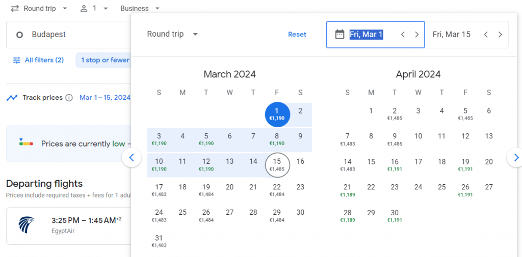 Business Class from Hungary to India