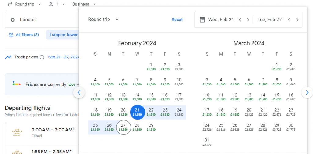 Business Class from London to India