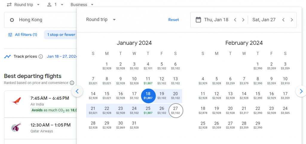 Business Class from Hong Kong to Vienna