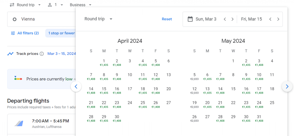 Business Class from Vienna to Nigeria