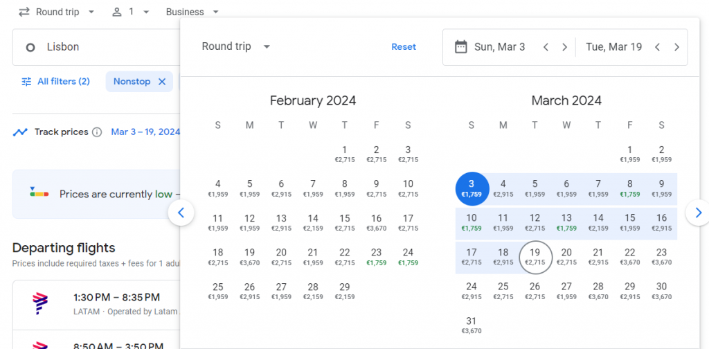 Business Class from Portugal to Brazil