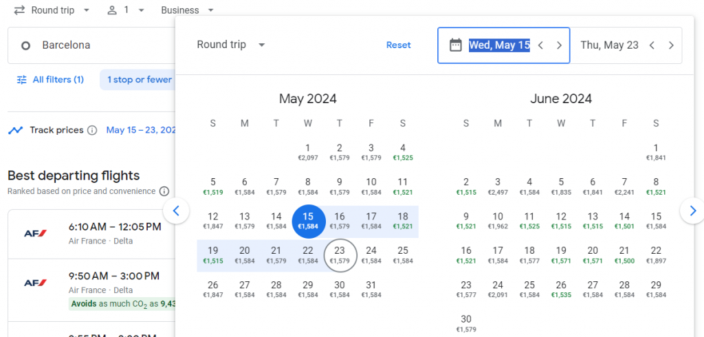 Business Class from Spain to Canada