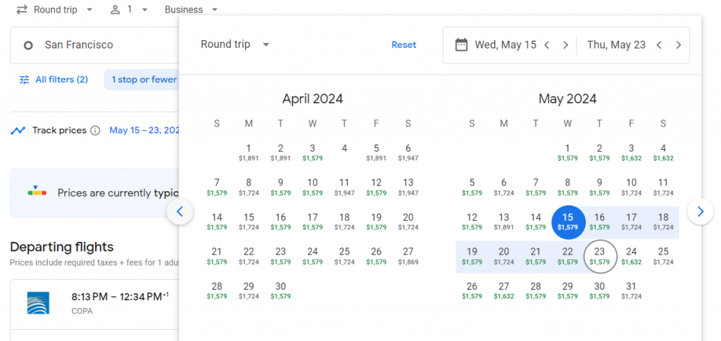 Business Class from San Francisco to Peru