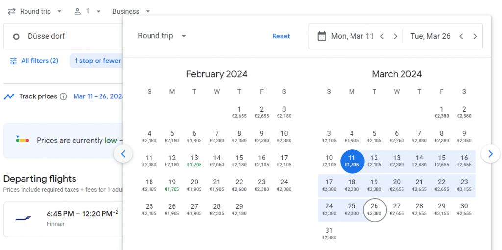 Business Class from Düsseldorf to South Korea