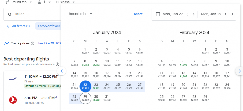 Business Class from Italy to South Korea