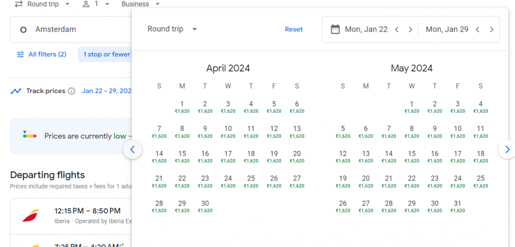 Business Class Suite from Amsterdam to Colombia