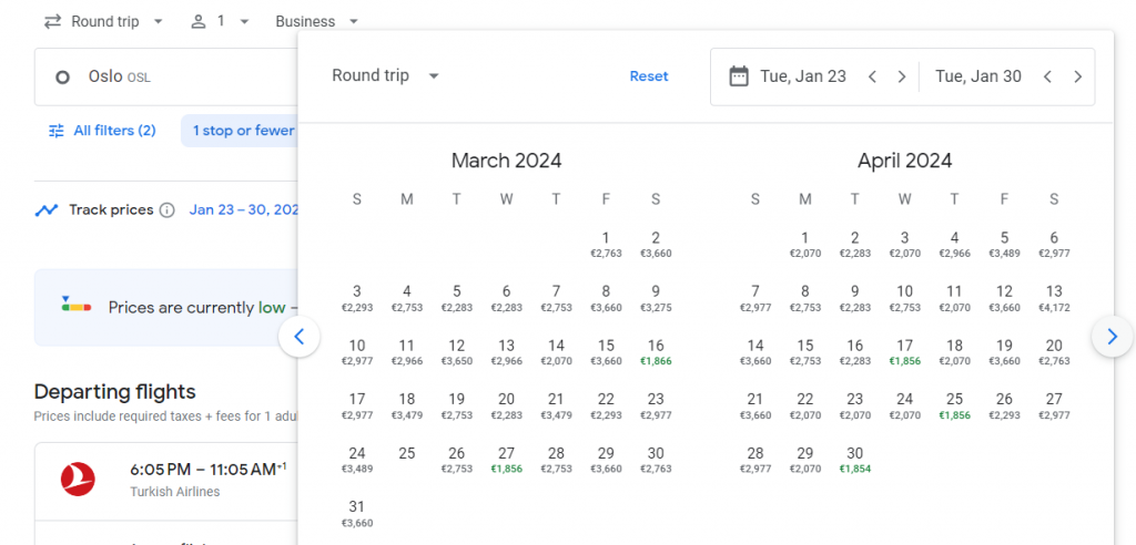 Business Class from Norway to South Africa