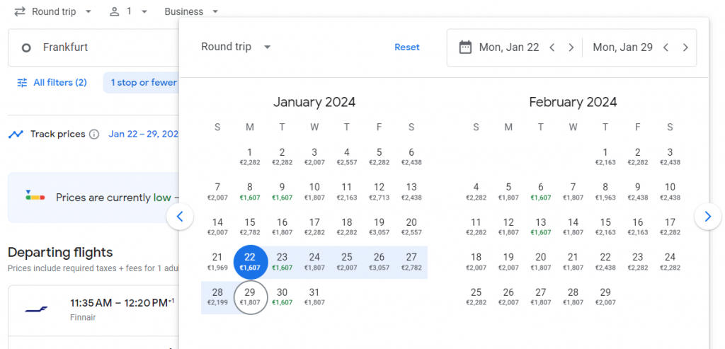 Business Class from Frankfurt to South Korea