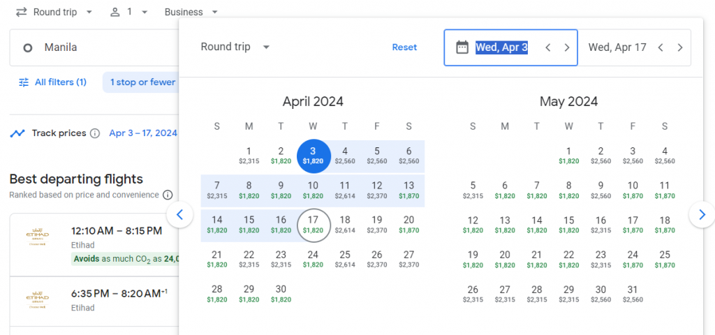 Business Class from the Philippines to Spain