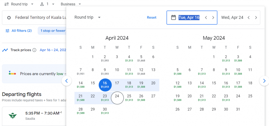 Business Class from Malaysia to South Africa